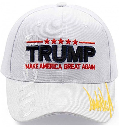 Baseball Caps Make America Great Again Donald Trump USA Cap Adjustable Baseball Hat - White 1 - CQ18WGOYM64 $11.88