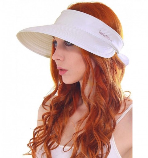 Sun Hats Women UPF 50 UV Sun Protection Convertible 2 in 1 Visor Beach Golf Hat - White - CB18034R5WH $10.79