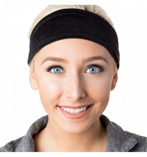 Headbands Adjustable & Stretchy Crushed Xflex Wide Headbands for Women Girls & Teens - Crushed Taupe & Black 2pk - CX1950XRQH...