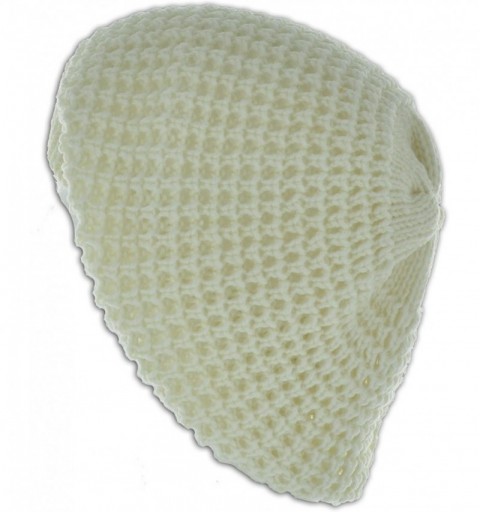 Skullies & Beanies Knit Crochet Beanie Tam - White - CZ11HD8HJK3 $8.39
