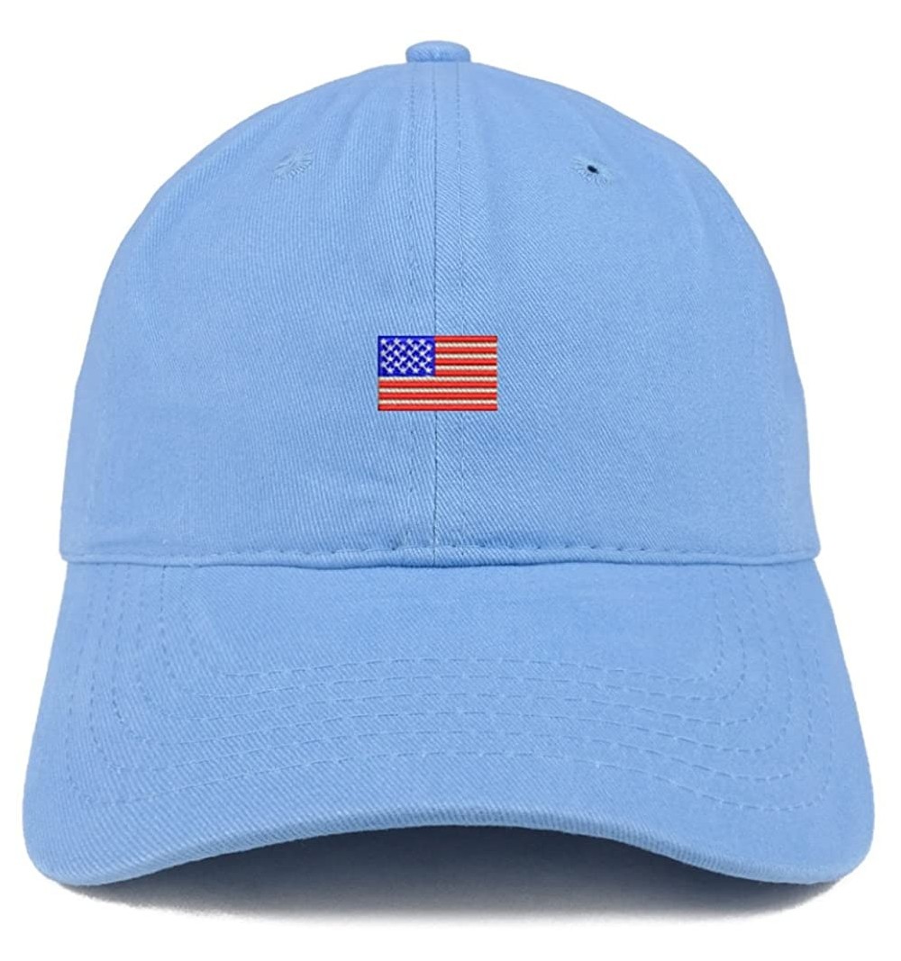 Baseball Caps US American Flag Small Embroidered Dad Hat Patriotic Cap - Carolina Blue - CB185HMER0L $16.00
