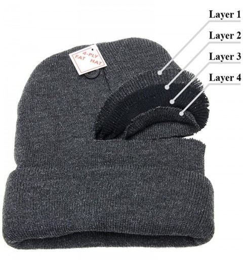 Skullies & Beanies Men Women Knitted Beanie Hat Ski Cap Plain Solid Color Warm Great for Winter - Extra Thickness 4 Ply (Blac...