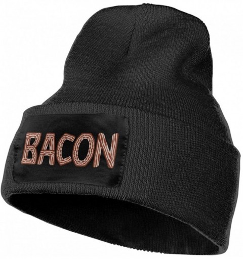 Skullies & Beanies Bacon Warm Winter Hat Knit Beanie Skull Cap Cuff Beanie Hat Winter Hats for Men & Women Black - CA18O77SYH...