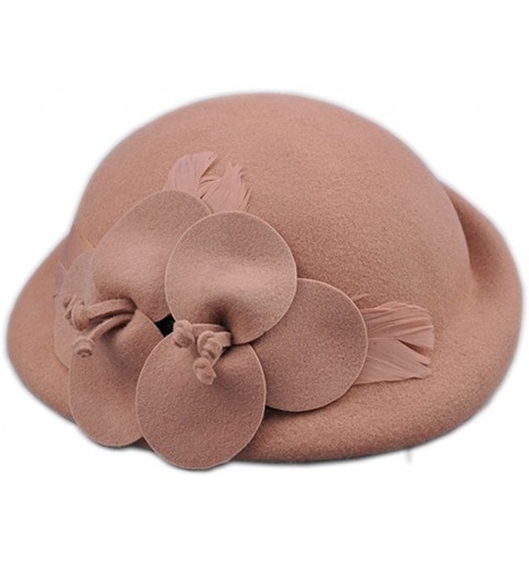 Skullies & Beanies Womens 100% Wool Veil Flower Pillbox Hat Winter Hat Crimping Beanie Hat - B-light Tan - C318GTHN4R4 $24.25