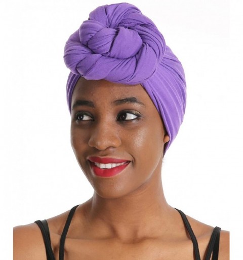 Headbands Solid Color Head Wrap & Scarf - Stretch Jersey Knit Hair Wrap- Long Turbans - Royal Purple - CG18QRI2ARD $19.04