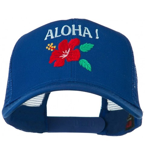 Baseball Caps Hawaii State Flower with Aloha Embroidered Trucker Cap - Royal - CK11LJVFXD5 $20.95