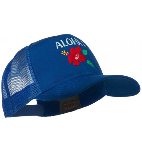 Baseball Caps Hawaii State Flower with Aloha Embroidered Trucker Cap - Royal - CK11LJVFXD5 $20.95