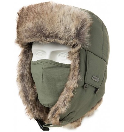 Bomber Hats 100% Rabbit Fur Winter Bomber Trapper Ushanka Russian Mask Hat Earflaps Hunting Waterproof Cap 55-61cm - C9192O8Y...
