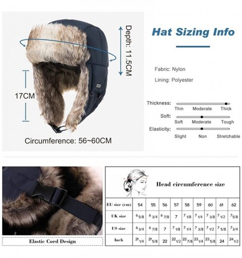 Bomber Hats 100% Rabbit Fur Winter Bomber Trapper Ushanka Russian Mask Hat Earflaps Hunting Waterproof Cap 55-61cm - C9192O8Y...