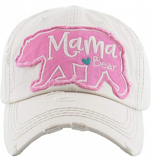 Baseball Caps Trading Women's Mama Bear Washed Vintage Baseball Hat Cap - Stone - CX18EG4WA5Z $22.71