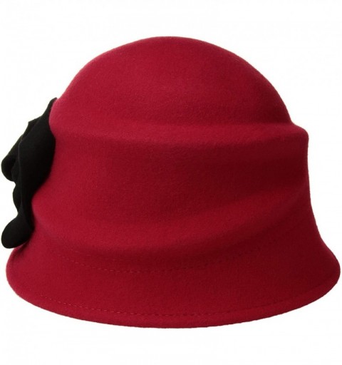 Bucket Hats Women's Alexandrite Wool Trilby Hat with Flower Trim - Scarlet/Black - CG18C9ZR0CE $89.30