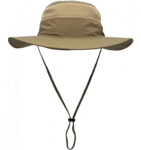 Sun Hats Men's Sun Hat UPF 50+ Wide Brim Bucket Hat Windproof Fishing Hats - Dark Khaki(non Logo) - CM185DSU9U6 $13.74