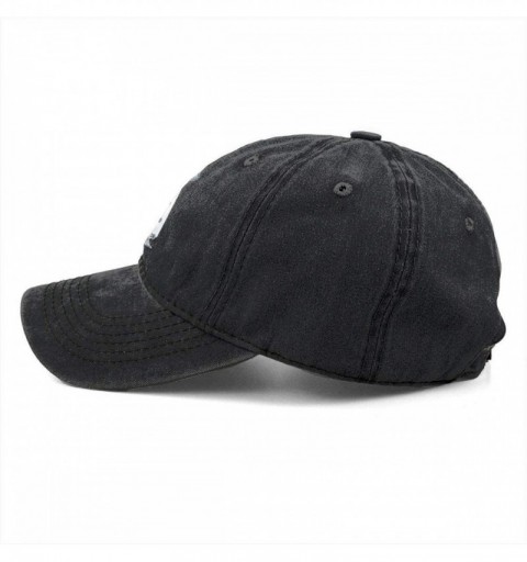 Baseball Caps Unisex UFO Bigfoot Denim Hat Adjustable Washed Dyed Cotton Dad Baseball Caps - Black - CZ18NMX4GIY $14.05