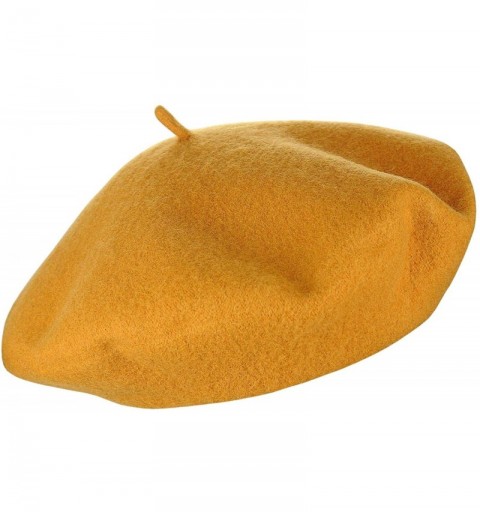 Berets French Style Lightweight Casual Classic Solid Color Wool Beret - Mustard - CO18TMNI39K $8.36