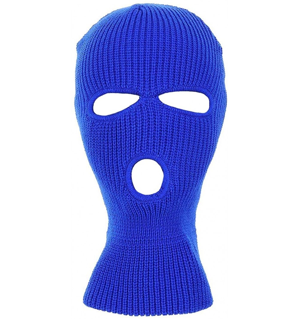Balaclavas Knitted 3-Hole Full Face Cover Ski Mask - Royal - C218ZDYRZS7 $9.22