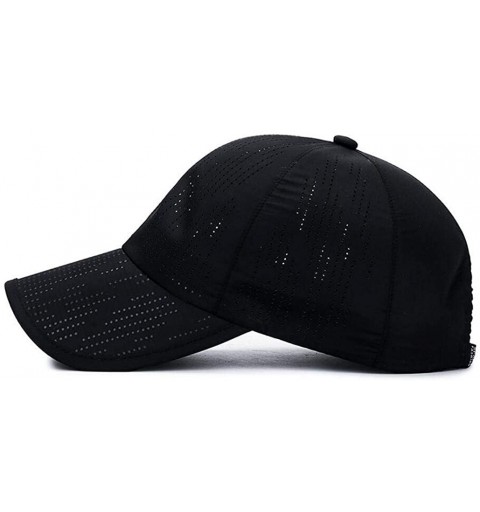 Baseball Caps Plain Breathable Quick Drying Baseball Cap Mesh Sun Hat for Baseball Golf Fishing Outdoor Hats - Black - C518U7...