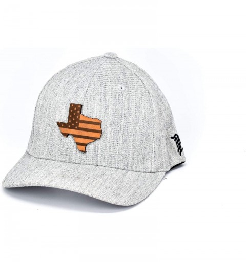 Baseball Caps 'Texas Patriot' Leather Patch Hat Flex Fit - Heather Grey - CE18IGQ655D $24.80