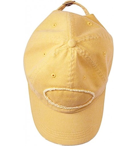 Baseball Caps Raw-Edge Patch Baseball Cap - Mustard - CR111Q5V063 $6.86