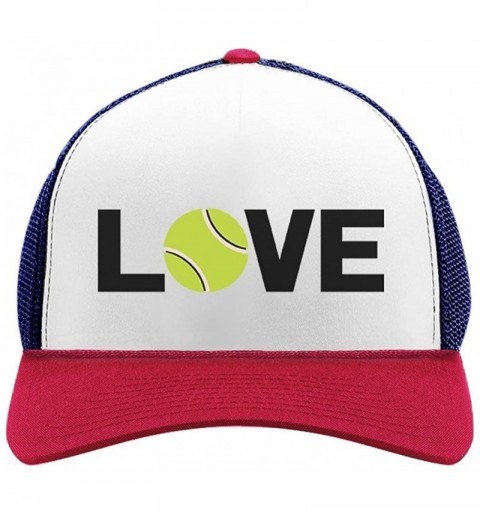Baseball Caps Love Tennis - Gift for Tennis Lovers/Fans/Players Trucker Hat Mesh Cap - Blue/White/Red - C51858M6GYX $13.47