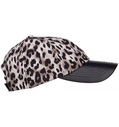Baseball Caps Leopard Print Cap with Leather Bill - Silver - CE12FV94999 $11.74