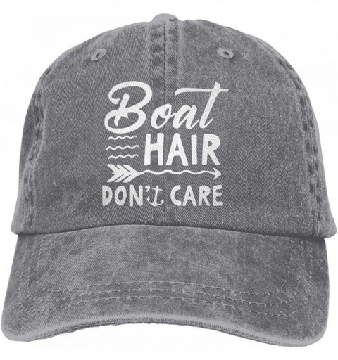 Baseball Caps Boat Hair Don't Care Print Vintage Hot Men & Women Adjustable Denim Dad Hat Cotton Baseball Cap Navy - Gray - C...