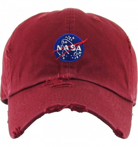 Baseball Caps Vintage NASA Insignia Dad Hat Collection Baseball Cap Polo Style Adjustable Worm - CL17YD3OZRW $9.90