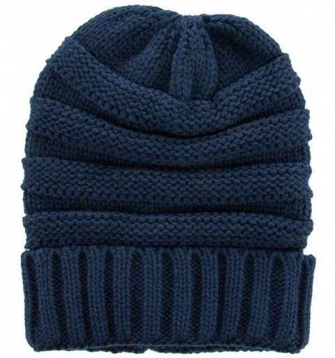 Skullies & Beanies Winter Hat for Women Snug Beanie Hat Chunky Knit Stocking Cap Soft Warm Cute - Blue - C71888UM66A $9.28