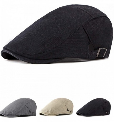 Newsboy Caps Men's Cotton Flat Cap Unisex Ivy Gatsby Caddie Hat Womens Adjustable Newsboy Cap - Style2_black - CE18SWG6Z92 $1...