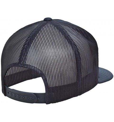 Baseball Caps Yupoong 6006 Flatbill Trucker Mesh Snapback Hat with NoSweat Hat Liner - Navy - CP18O8UG7TO $12.64