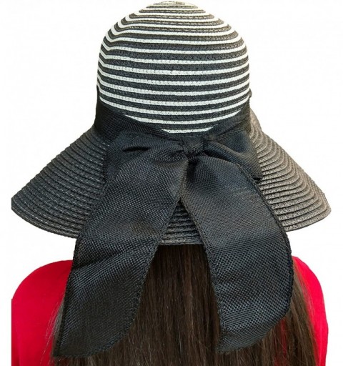 Sun Hats Floppy Stylish Sun Hats Bow and Leather Design - Style C - Black - CH18CLSHH0M $14.57