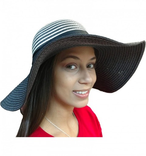 Sun Hats Floppy Stylish Sun Hats Bow and Leather Design - Style C - Black - CH18CLSHH0M $14.57