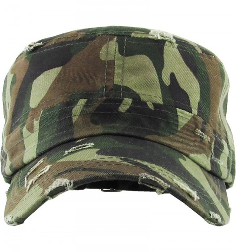 Baseball Caps Military Style Cadet Hat Army Vintage Distressed Adjustable Cap - Distressed Camo - CU18EQW459O $16.16