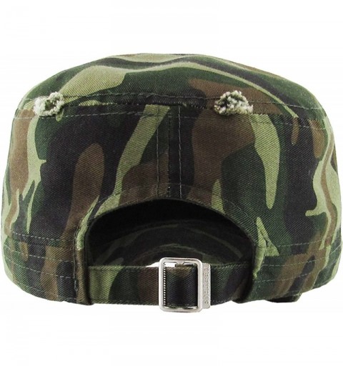 Baseball Caps Military Style Cadet Hat Army Vintage Distressed Adjustable Cap - Distressed Camo - CU18EQW459O $16.16