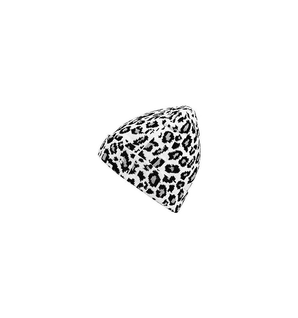 Skullies & Beanies Unisex Classic Knit Beanie Women Men Winter Leopard Hat Adult Soft & Cozy Cute Beanies Cap - White - C0192...