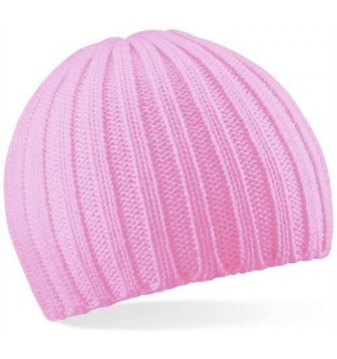Skullies & Beanies Mens Chunky Knit Beany Ski Beanie Hat - Classic Pink - C2119Z30ZPP $8.01