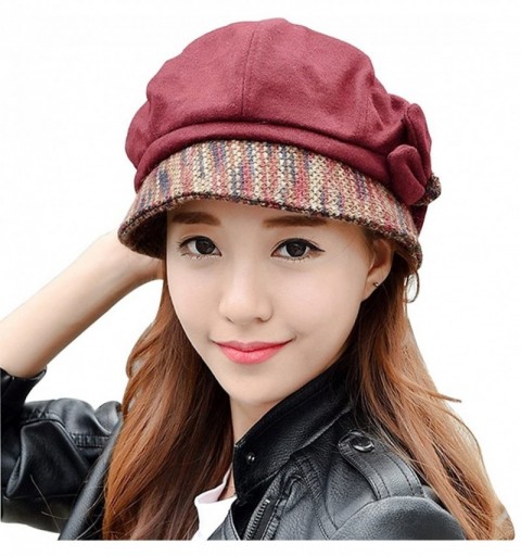 Bucket Hats Women Knitted Warm Cloche Fedora Brim Bowler Hat Slouchy Cap - Red(2) - C412OB7AUYY $15.65