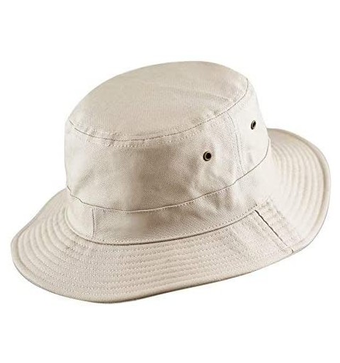 Bucket Hats 100% Cotton Canvas & Pigment Dyed Packable Summer Travel Bucket Hat - 1. Canvas - Putty - CC18DOYSDO3 $11.79