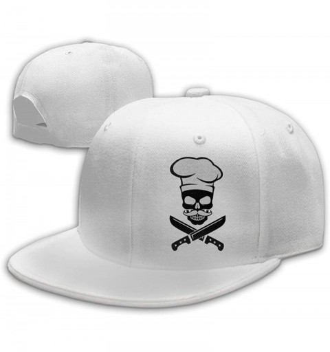 Baseball Caps Skull Chef Mustache Snapback Flat Baseball Cap Men's Adjustable - White - CN196XMT785 $11.54