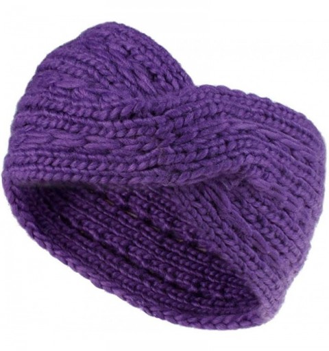Cold Weather Headbands Knitted Headband Classic Stretch - Dark Purple - CW18AD98QGX $8.58
