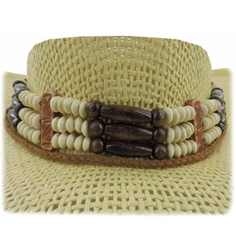 Cowboy Hats Silver Fever Woven Cowboy Hat Triple Beaded Leather Band & Chin Strap - Black - CI12BWNOIDZ $24.35