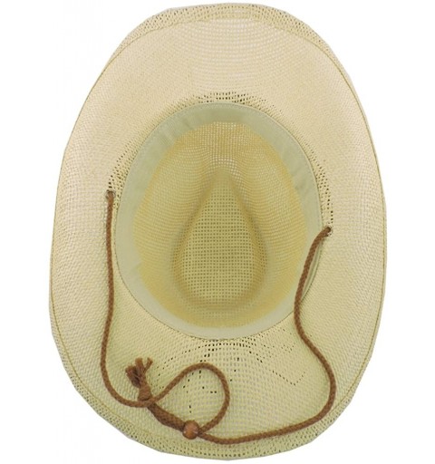 Cowboy Hats Silver Fever Woven Cowboy Hat Triple Beaded Leather Band & Chin Strap - Black - CI12BWNOIDZ $24.35