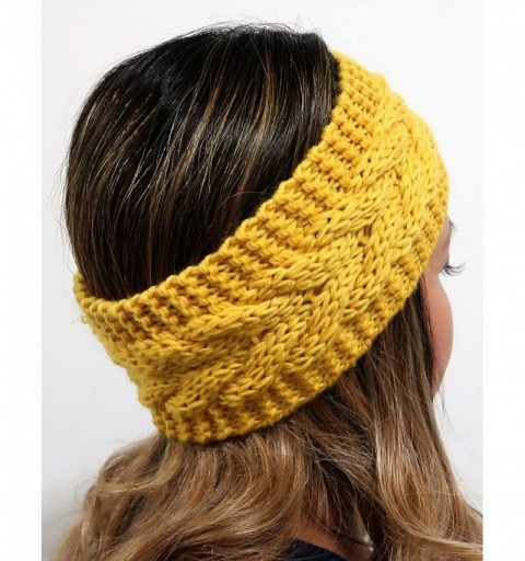 Cold Weather Headbands Women's 2018 Fashion Knit Crochet Twist Headband Ear Warmer Hair Band - Yellow - CC188AU6ZS9 $12.20