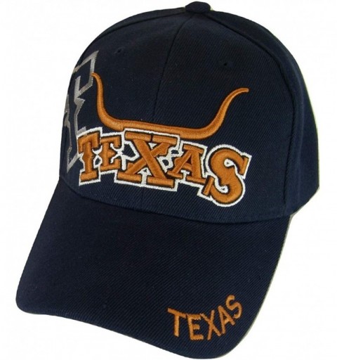 Baseball Caps Texas Longhorn & State Flag Adjustable Baseball Cap - Navy - CU18RIEMTKW $12.11