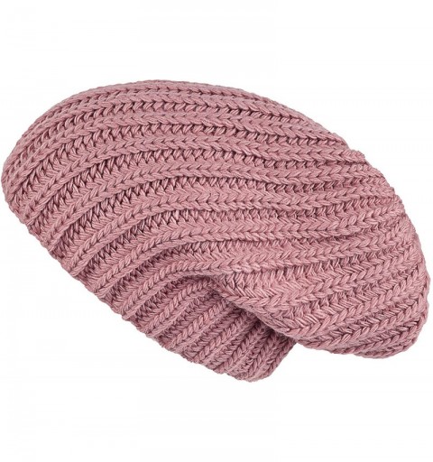 Skullies & Beanies Cable Knit Slouchy Chunky Oversized Soft Warm Winter Solid Beanie Hat - Pink - CN18I6LK563 $12.95