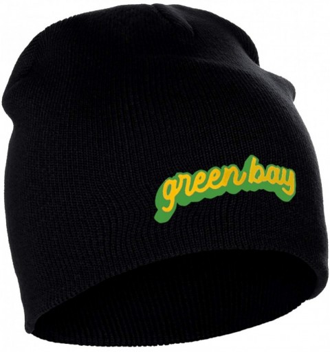 Skullies & Beanies Classic USA Cities Winter Knit Cuffless Beanie Hat 3D Raised Layer Letters - Green Bay Black - Green Gold ...