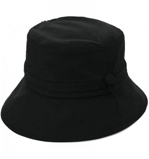 Sun Hats Womens Bucket Sun Hat UPF 50 Chin Strap Adjustable Breathable - Black89024 - C818NA5O3ES $17.98
