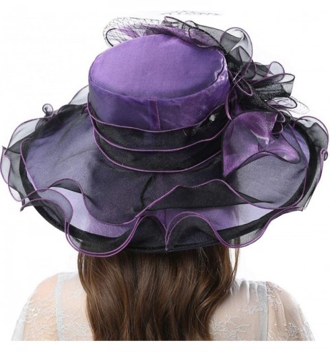 Sun Hats Women's Vintage 40s Two Tone Floral Wedding Fascinator Church Kentucky Derby Party Hat - Purple/Black - CX17XQ3YHDU ...