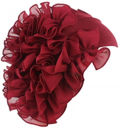 Skullies & Beanies Womens Chemo Turban Headband Scarf Beanie Cap Hat for Cancer Patient - Wine Red - CC186I873EI $10.45