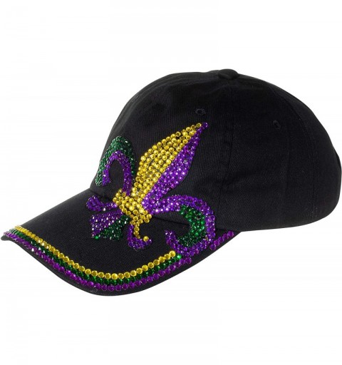 Baseball Caps Fleur De Lis Bedazzled Jewel Bling Baseball Cap Hat with Acrylic Crystals - Long Line Jewels - CA19390ECXY $17.05