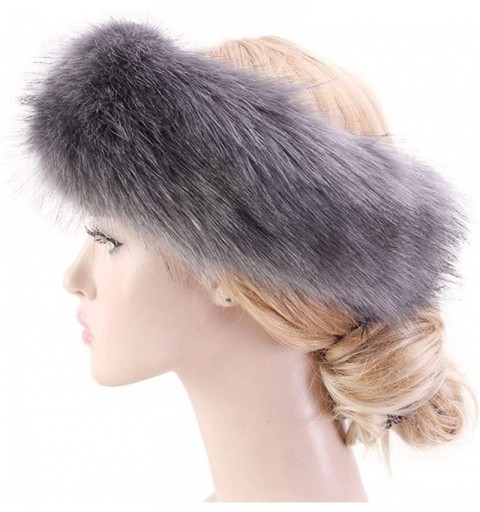 Cold Weather Headbands Women's Faux Fur Headband Elastic Head Warmer Luxurious Earmuff Snow Hat - White With Gold Tip - C8192...